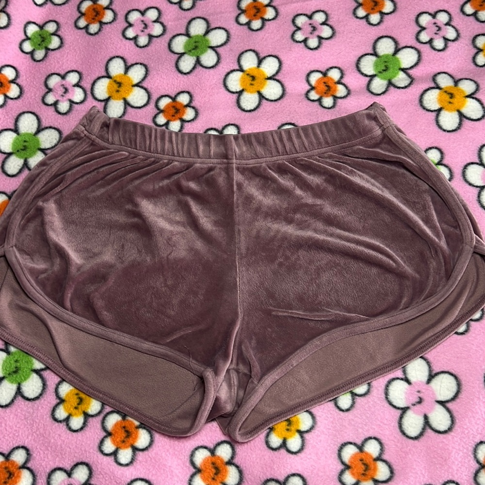Cute pair of velvet purple sleep shorts